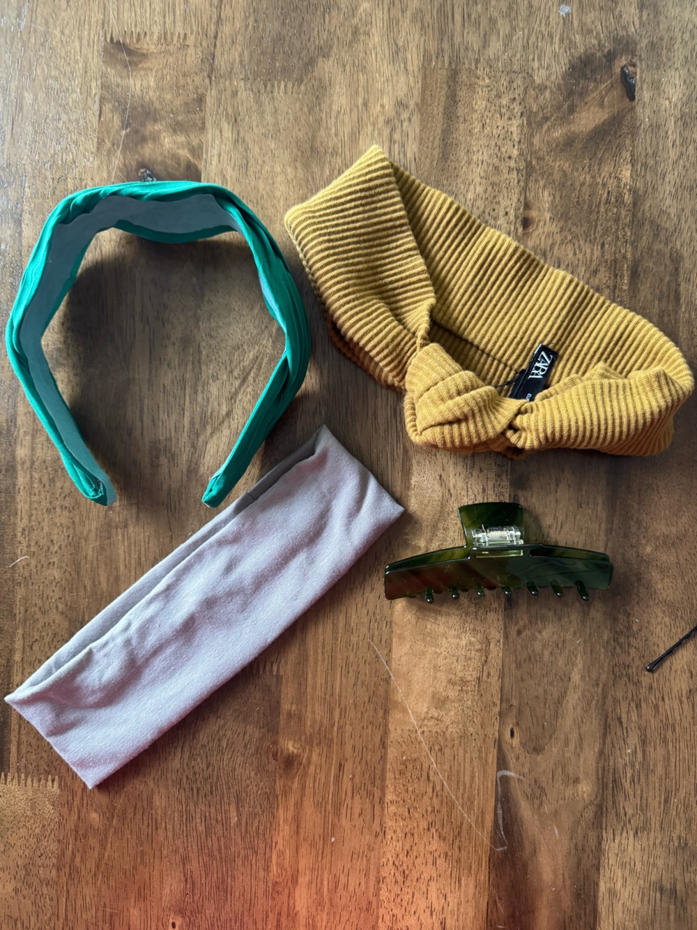 Earth Tone Hair Accessories Bundle Including Zara Mustard Ribbed Knot Headband